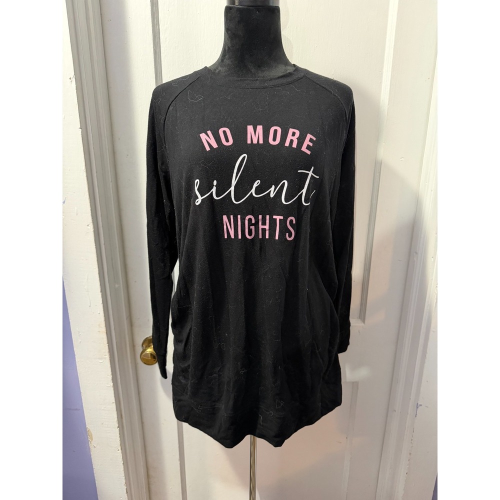 A Glow Maternity Black Graphic Long Sleeve Top in L
